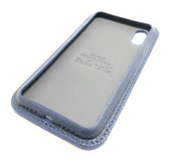Blau Leder iPhone Case Classic Seite